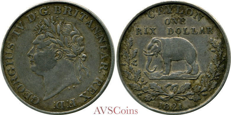 Ceylon Rix Dollar 1821