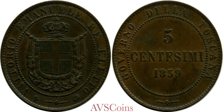 Tuscany 5 Centesimi 1859