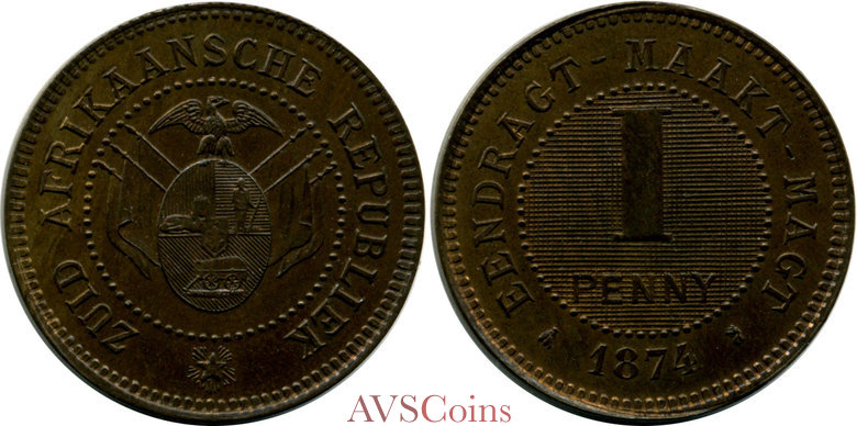 Zuid-Afrikaansche Republiek (ZAR) Penny 1874
