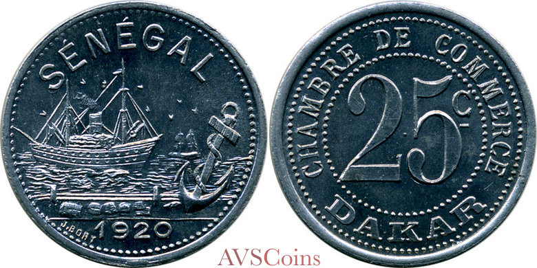 Dakar 25 Centimes 1920